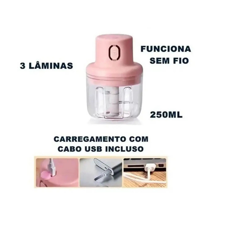 Mini Triturador Processador Elétrico Recarregável